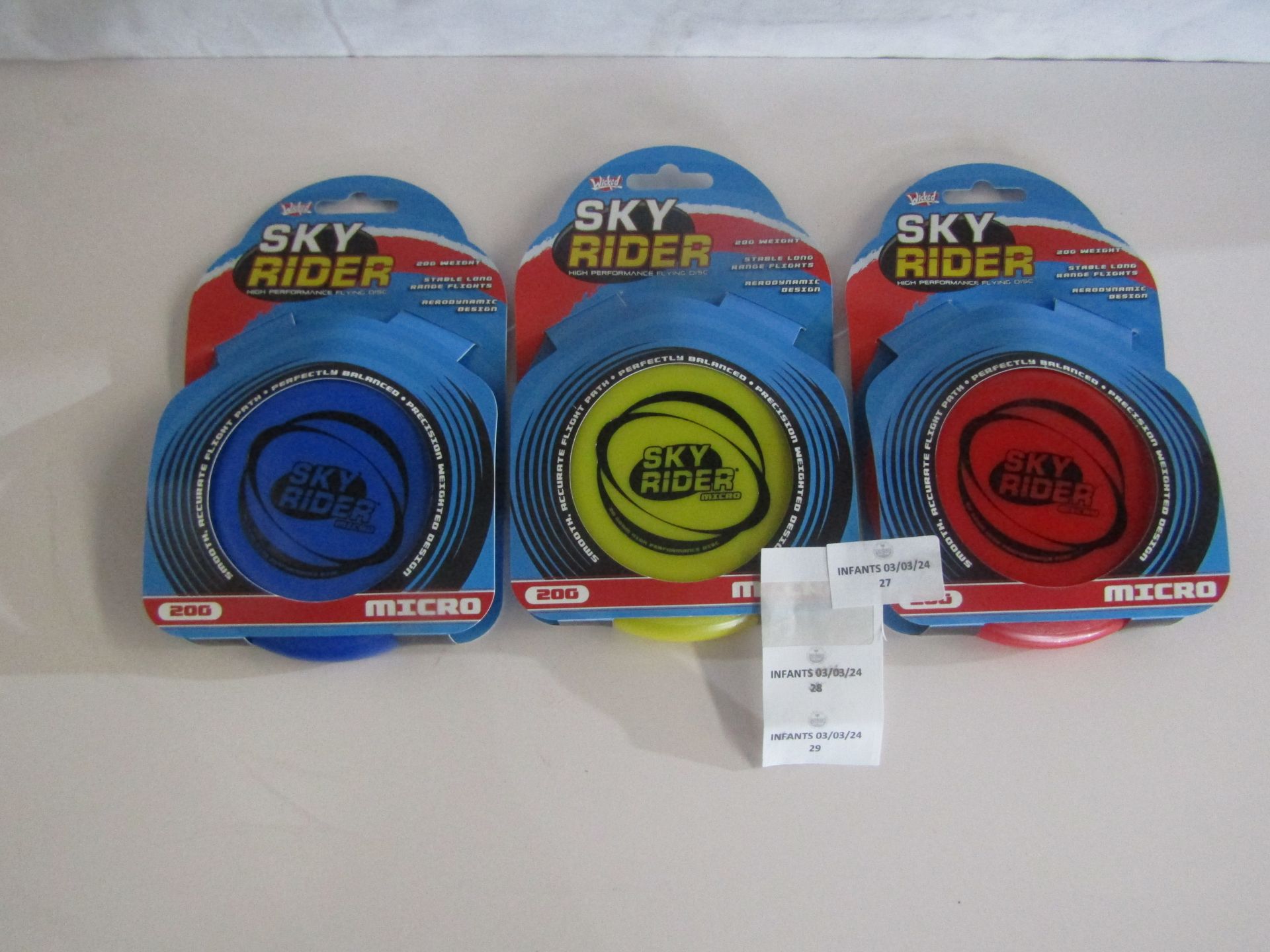 12x Wicked - Micro Sky Riders - Assorted Colours - New & Boxed.
