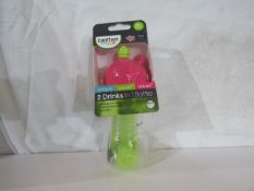 2x BrotherMax - Pink & Green 215ml 2-In-1 Drinks Bottle - New & Packaged.