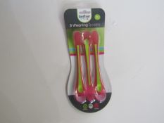 2x BrotherMax - Set of 3 Pink & Green Weaning Spoons / 4+ Months - New & Packaged.