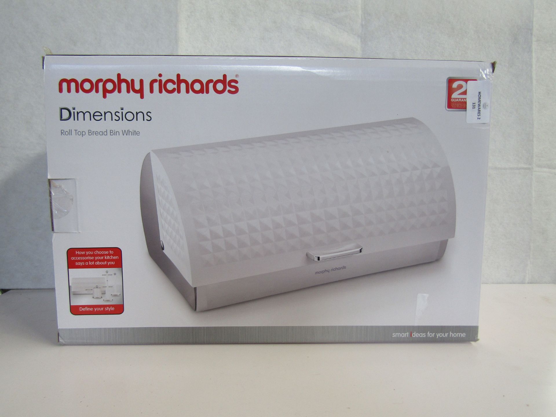 Morphy Richards - Roll-Top Bread Bin White - Good Condition & Boxed.