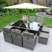 Furniture Online Santorini 8 Seat Rattan Patio Cube Sofa Set in Grey - Total RRP est. 1299This lot