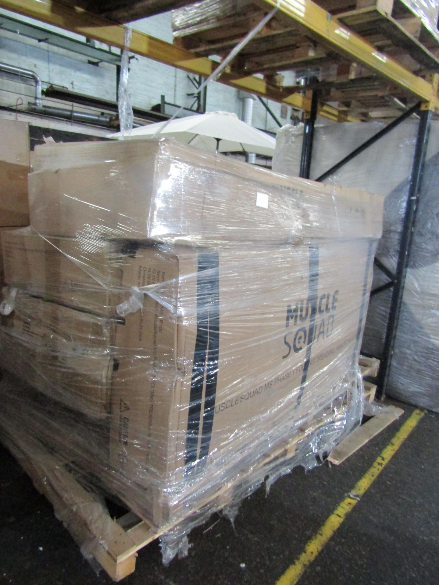 Pallet of 5x Muscle Squad phase 1 folding treadmills, all returns and unchecked RRP 3000 All