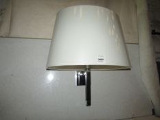 Pair of 2 Chelsom - Chrome Wall Lights With Oval Oyster 50cm Shades - IN/12/W1/BNC - New & Boxed.