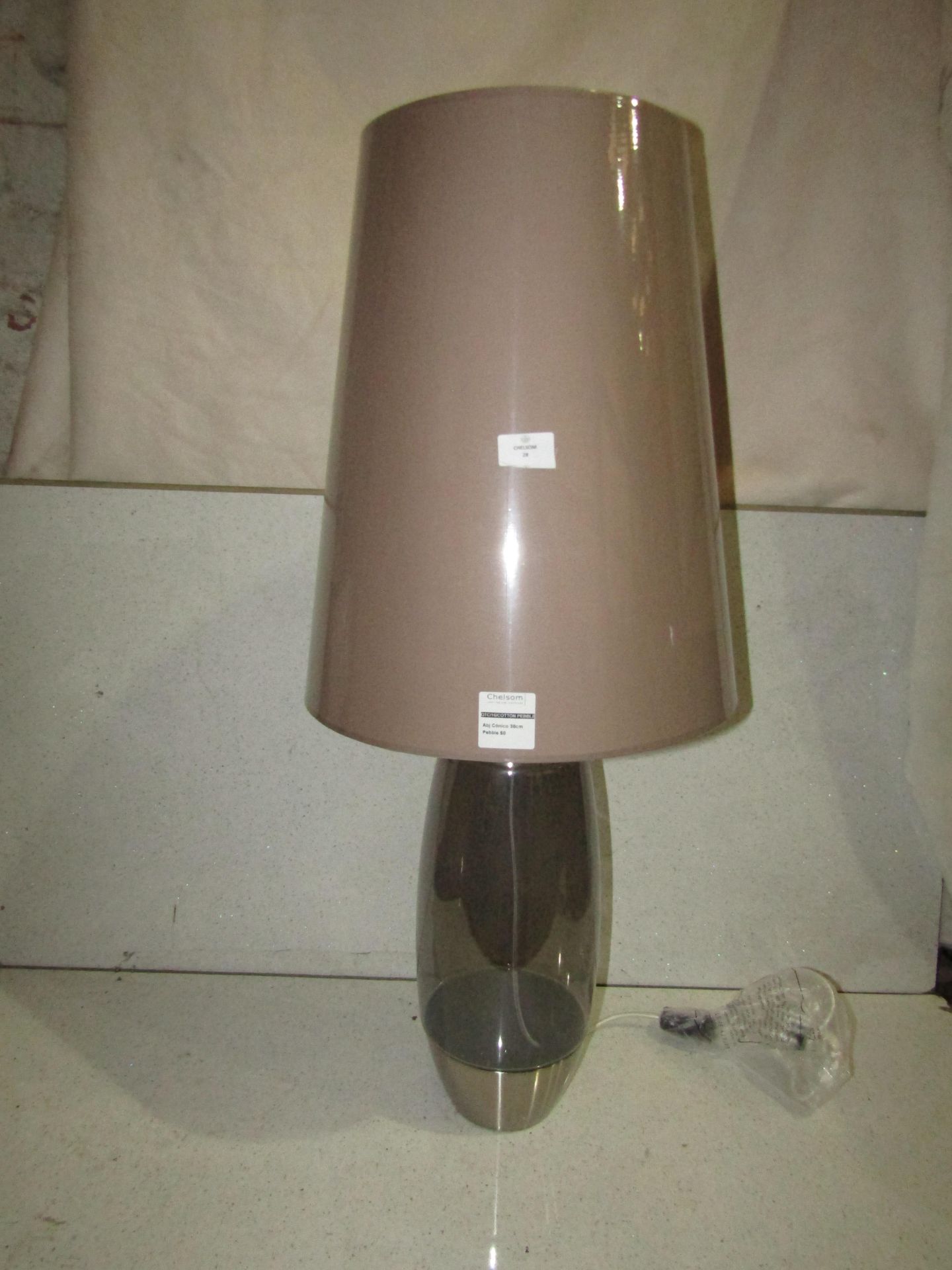 Pair of 2 Chelsom - Stockholm Table Lamp With Pebble 38cm Shade - SK/26/BN - New & Boxed.