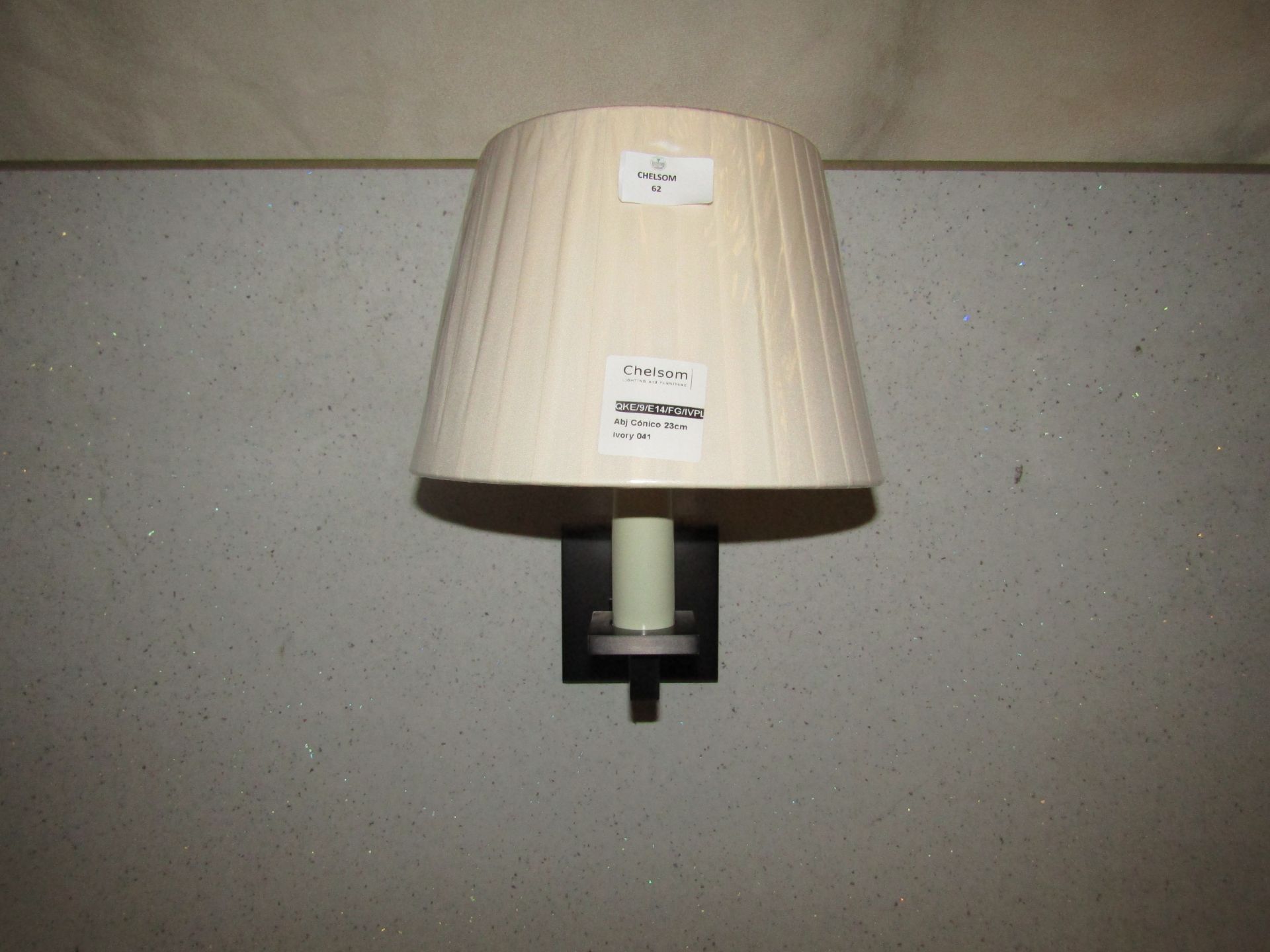 Chelsom - Black Wall Light With Ivory 23cm Shade - New.