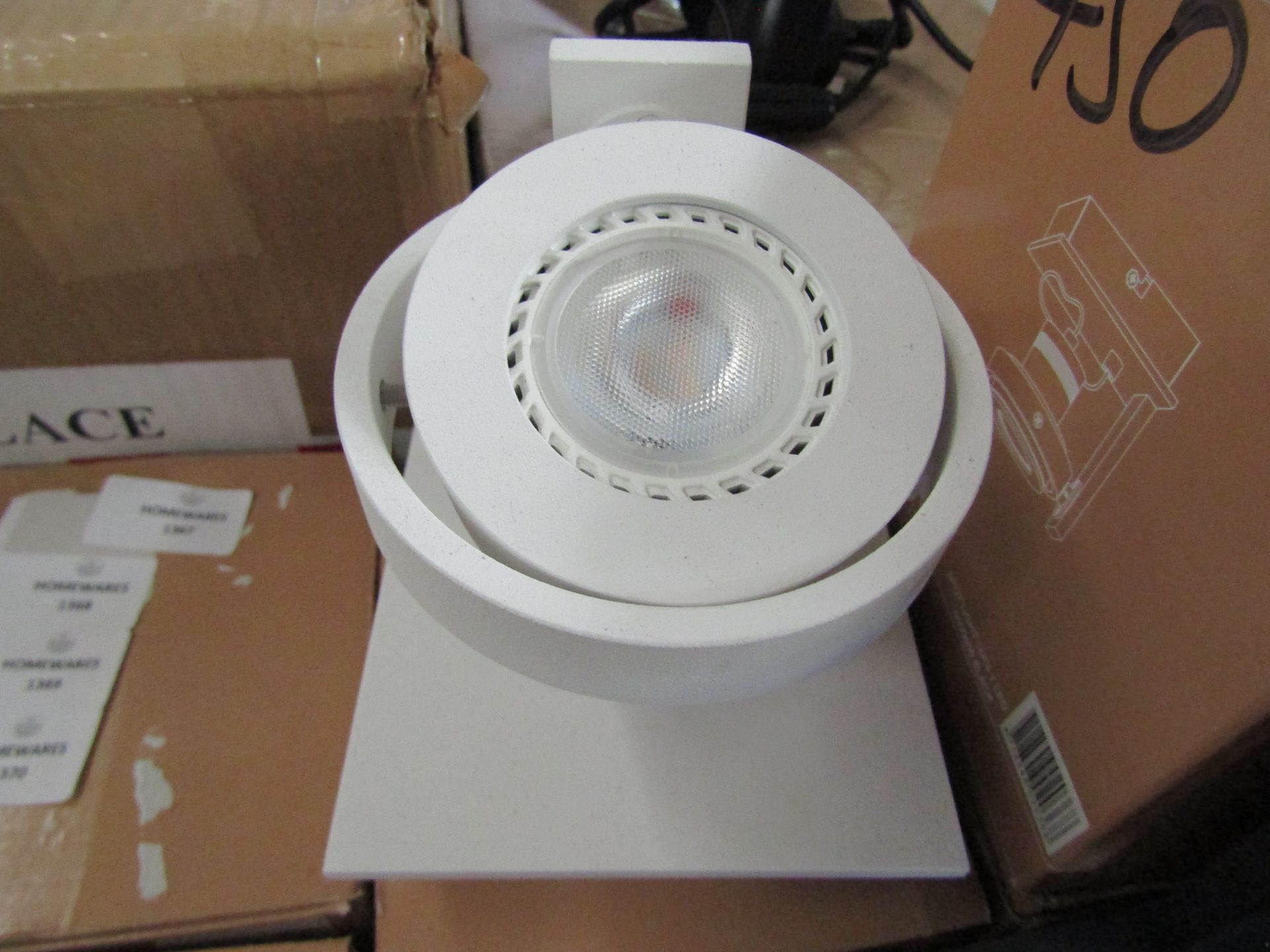 Dimmable Single Spotlight White. Size: W11.5 x D11.5 x H12.8cm - RRP ?70.00 - New & Boxed. (450)