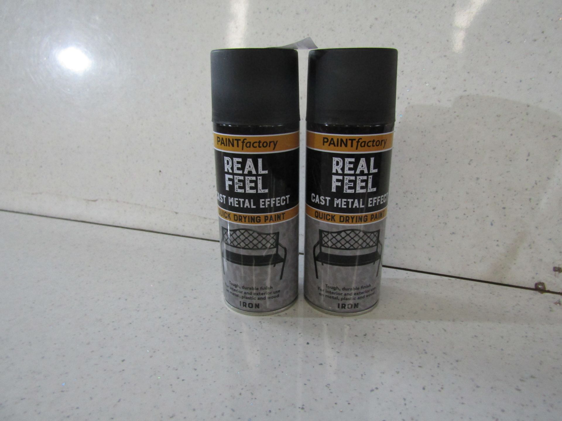 2x PaintFactory - Black Cast Metal Effect Quick Drying Spray Paint - Canisters Feel Full.