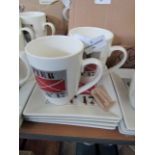 Set of 2 Coffee or Tea Mugs Pier Design, see picture for design, RRP ?10 each Set of 4 Cake Plates