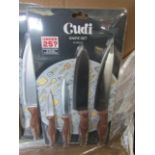 Cudi 4 piece knife set with wood effect handles - New & Still blister Packed - Over 18's Only!