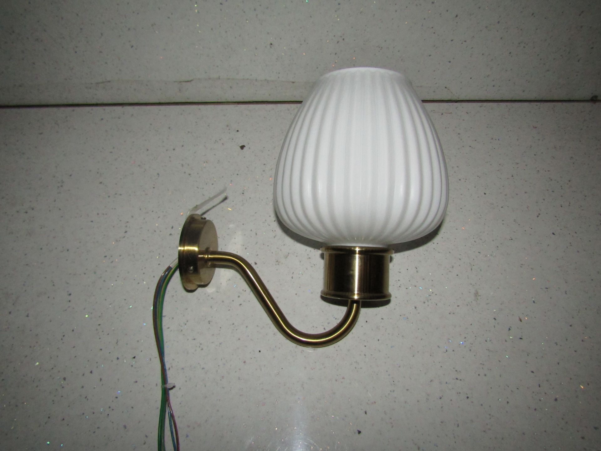 Chelsom - Brass Wall Light With White Glass Shade - New.