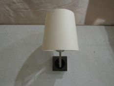 Pair of 2 Chelsom - Chrome Wall Lights With Oyster 20cm Shades - IN/12/W1/BNC - New & Boxed.