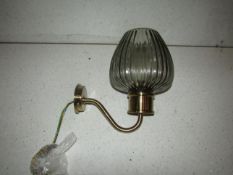 Chelsom - Brass Wall Light With Black Tinted Glass Shade - New.