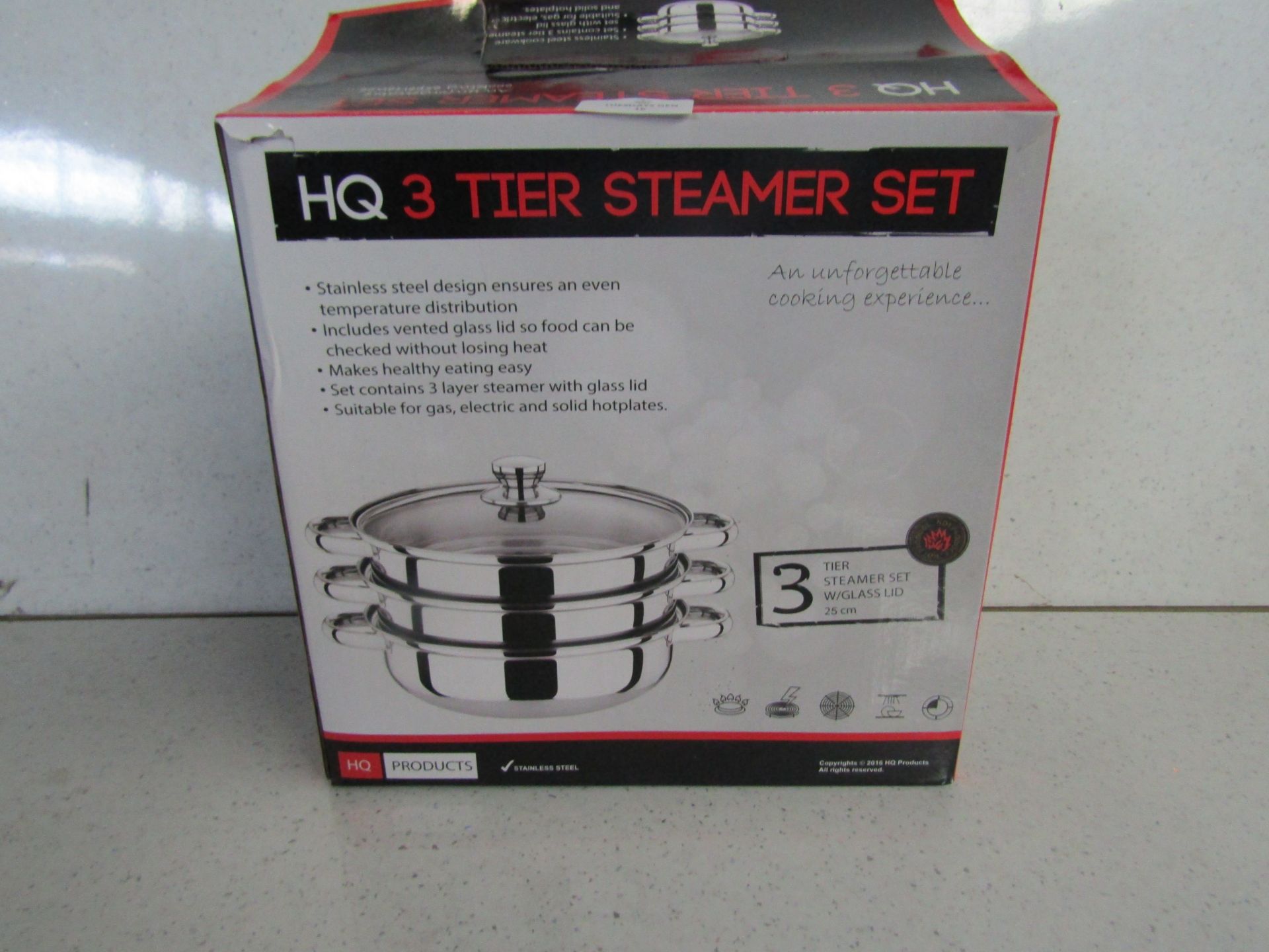 HQ - 3-Tier Steamer Set - Unchecked & Boxed.