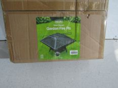 Asab - Square Steel Garden Firepit - Boxed.