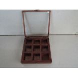 Wooden Glass Front 9-Compartment Organiser Box - Good Condition & Boxed.