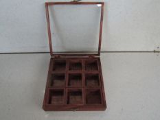 Wooden Glass Front 9-Compartment Organiser Box - Good Condition & Boxed.