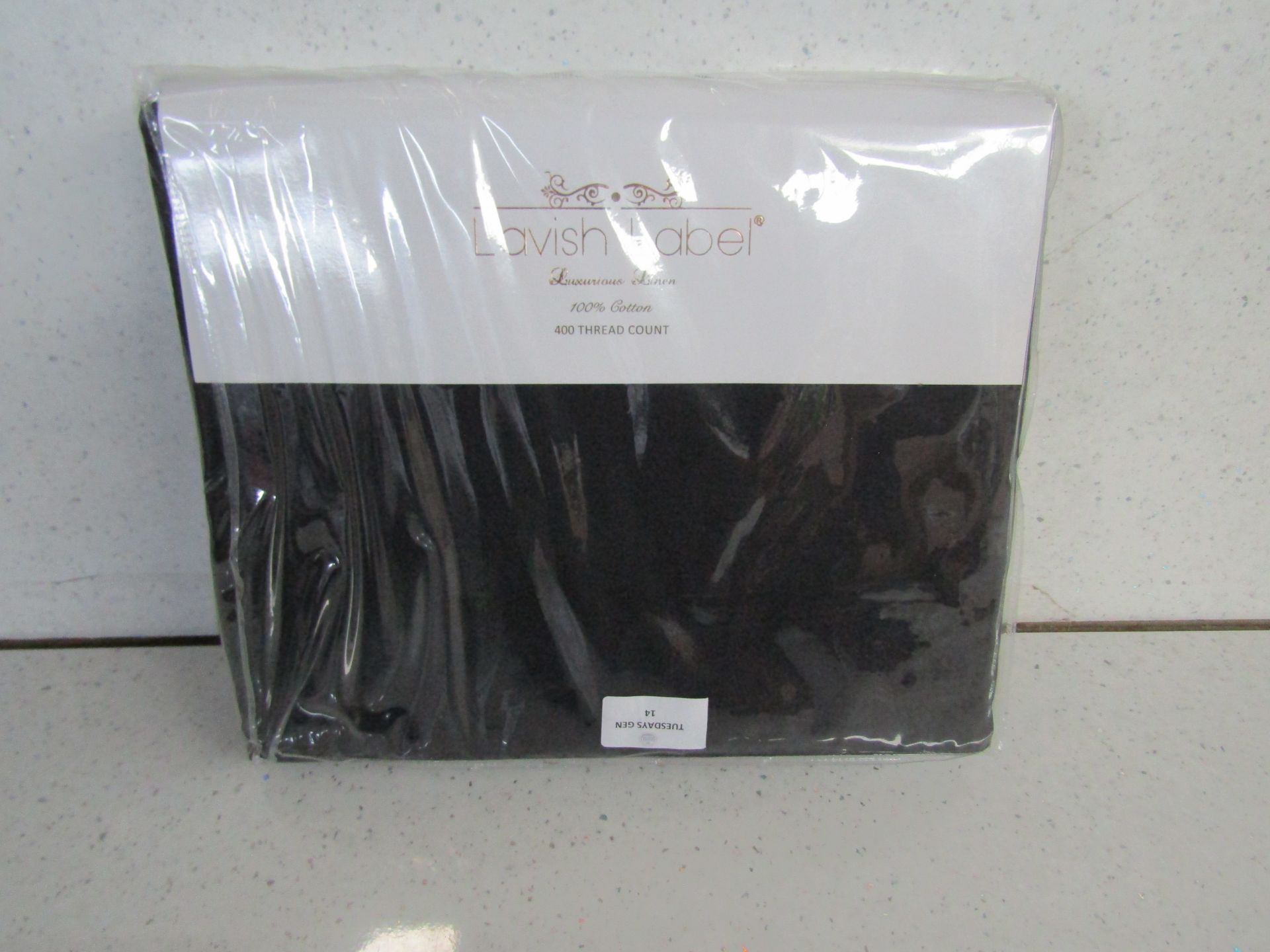 Lavish Label - Cotton 400 Thread Count Satin Stripe Check / Black Single - Packaged. - Image 3 of 3