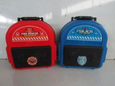 1x Police City Patrol Playset With Hard Carry Case - Unchecked. 1x Fire Resue Fire Fighting Hero