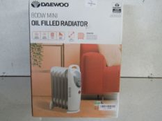 Daewoo - 800w Mini Electric Oil Filled Radiator - Untested & Boxed.