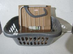 1x Wham - Grey Laundry Basket - Good Condition. 3x Asab - Radiator Airers - Good Condition.