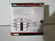 HQ - 3-Tier Steamer Set - Unchecked & Boxed.