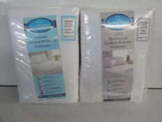 2x SeventhStitch - Luxury Quilted Matress Protectors ( 1x Double 1x Single ) - Packaged.