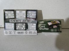 1x Asab - Automatic Card Shuffler - Boxed. 1x Cinematic Light Box - Boxed.