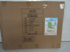 2x Asab - Folding Spring Beach Chairs / Green - Boxed.