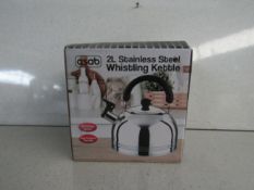 Asab - 2L Stainless Steel Whistling Kettle - Unchecked & Boxed.