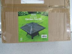 Asab - Square Steel Garden Firepit - Boxed.