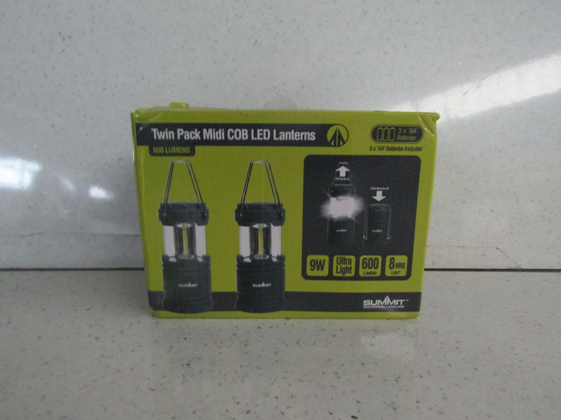 Summit - Set of 2 Midi COB LED Lanterns - Unchecked & Boxed.