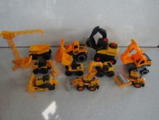 Box Containing Various Toy Construction Vehicles - See Image For Contents.