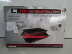 HQ - 3-Piece Non-Stick Bkae & Roasting Trays - Boxed.