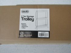 Asab - 3-Tier White Storage Trolley - Boxed.