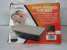 Cross Country - High Raised Air Bed With Built-In Electric Pump / Double - Unchecked & Boxed.