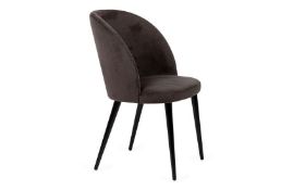 Heals Austen Dining Chair in Asphalt Plush Velvet and Black RRP 299