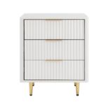 Dusk Gracie 3 Drawer Bedside Table - White/Gold RRP 159