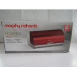 Morphy Richards - Accents Red Roll-Top Breadbin - Unchecked & Boxed.