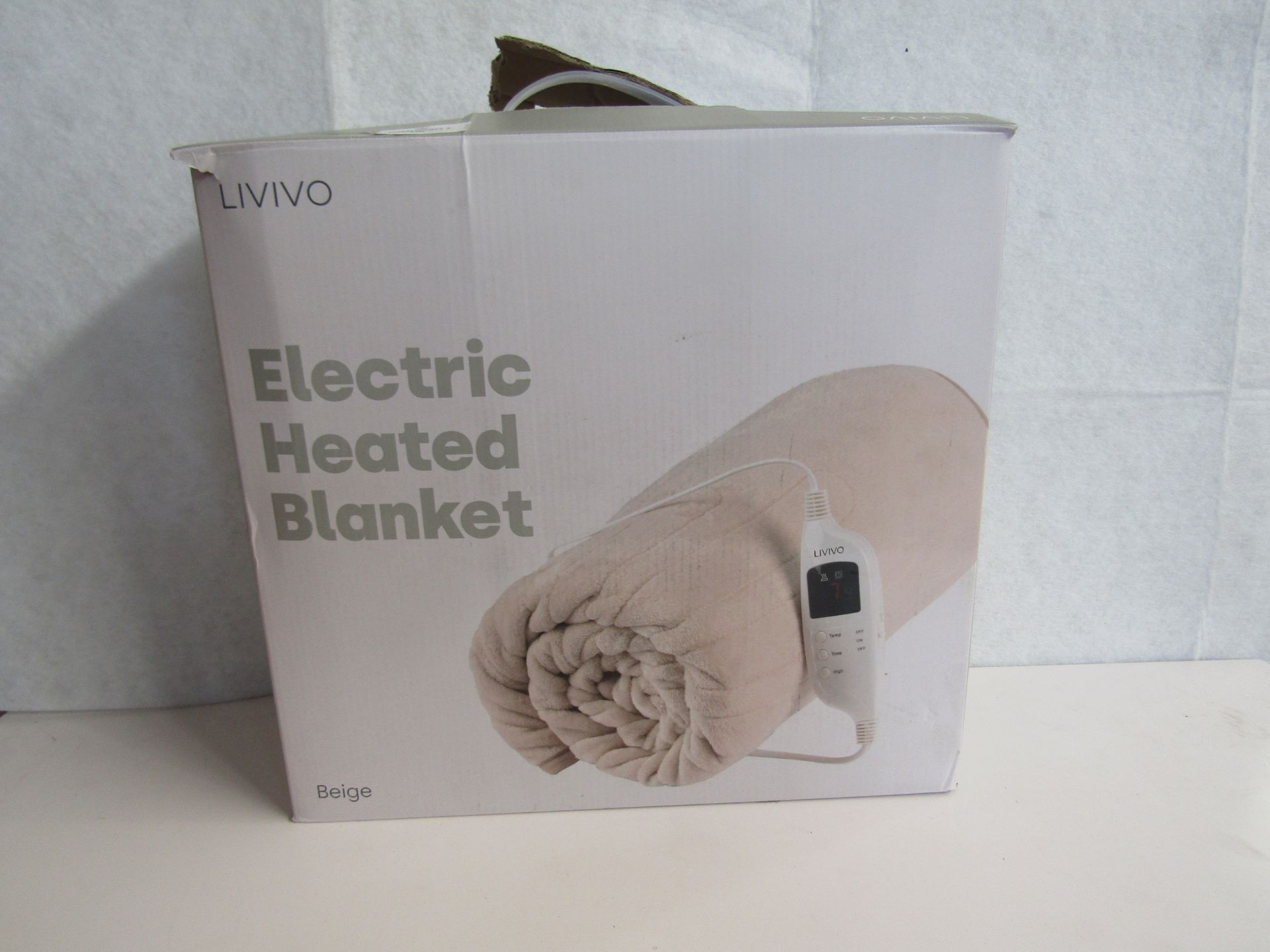 Livivo - Biege Electric Heated Blanket / Size Unknown - Untested & Boxed.