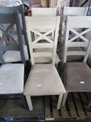 Oak Furnitureland Shay Painted Chair with Dappled Beige Fabric Seat (Pair) RRP 380.00 About the