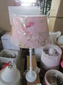 Vintage Style Pink Floral Table Lamp. Size: H40cm - Shade Size: 25 x 18 x 14cm - RRP ?80.00 -