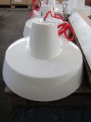 Gloss White Dome Pendant Light Red Cable. Size: D46 x H26cm - RRP ?225.00 - New. (433)