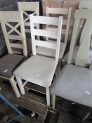 Oak Furnitureland St Ives Light Grey Painted Chair with Checked Granite Fabric Seat (Pair) RRP 340