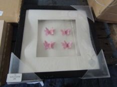 Butterfly Picture (Dotty Pink) Size: 24 x 24cm - RRP ?36 - Water Damaged. (DR800)