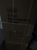 Asab 5 Tier Shelving Unit, Black, Unchecked & Boxed.