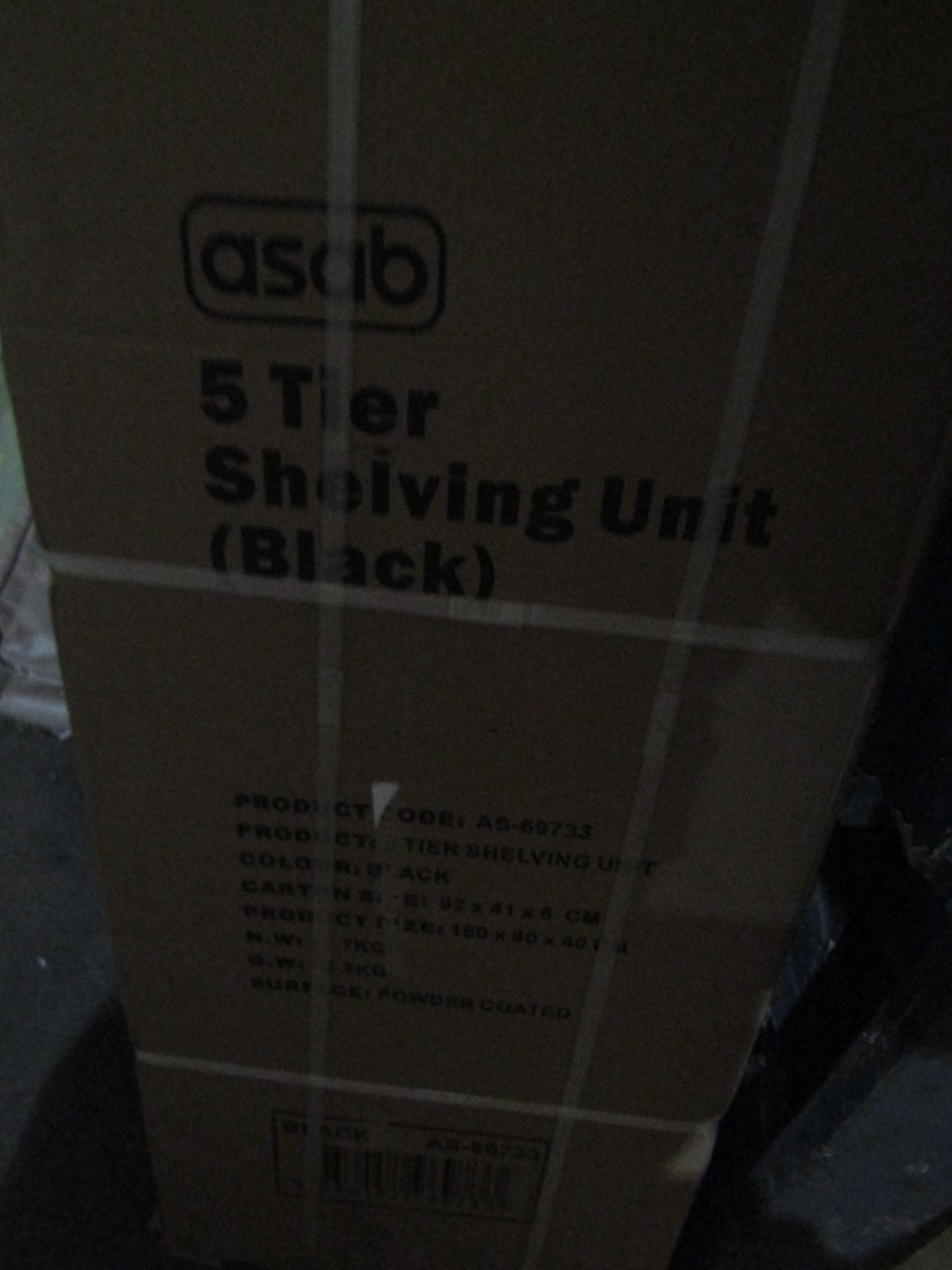 Asab 5 Tier Shelving Unit, Black, Unchecked & Boxed.