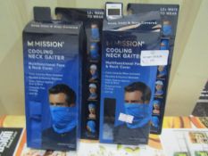 2x Mission Unisex Cooling Neck Gaiter, Black & Blue - Both Unchecked & Boxed.