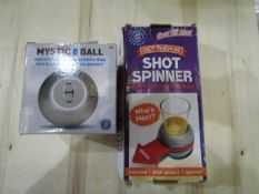 1x Magic 8 Ball, 1x Shot Spinner, Both Unchecked & Boxed.