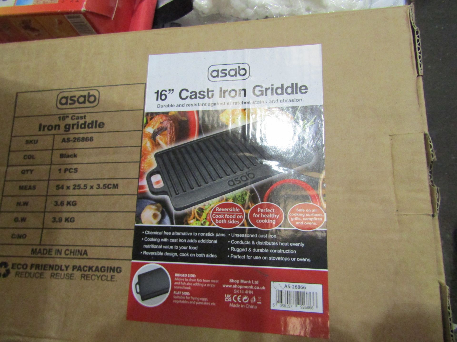 Asab 16" Cast iron Griddle Unchecked & boxed