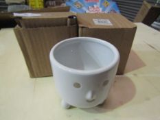 2x Sasse & Belle Little Smiley Face Glaze Leggy Planter - New & Boxed.